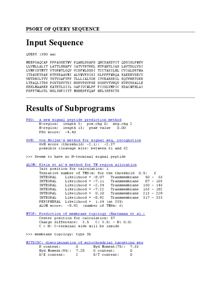 Protein Sequence Localization Analysis | PDF | Endoplasmic Reticulum ...