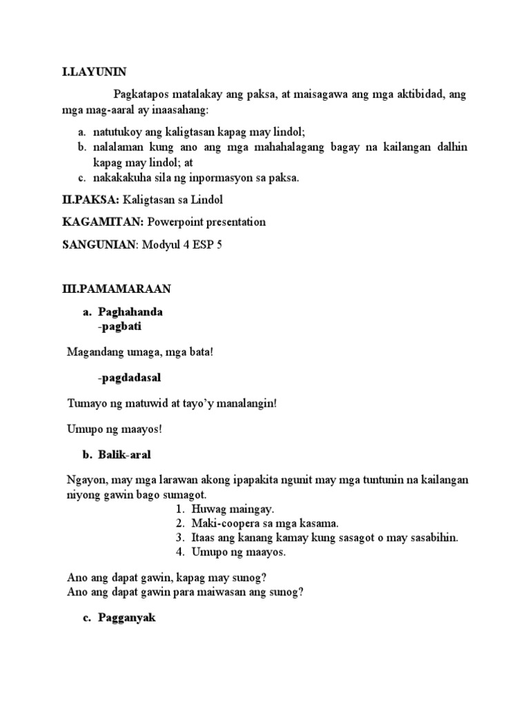 Esp 5 LINDOL LESSON PLAN | PDF