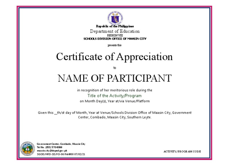 Certificate of Appreciation | PDF