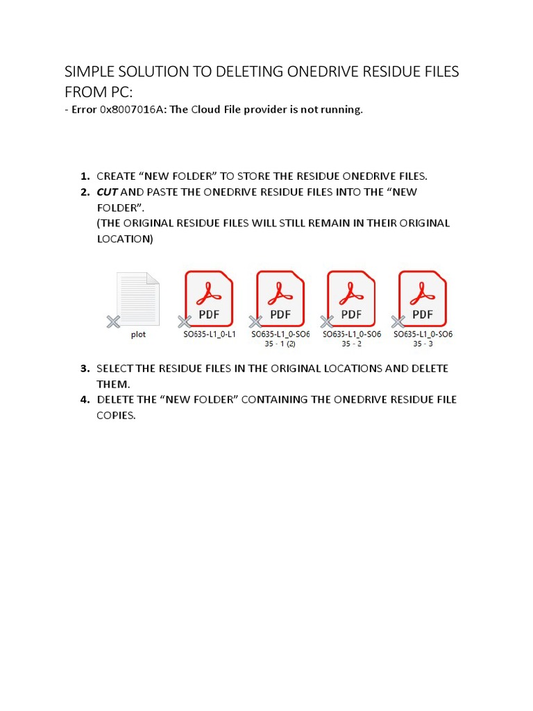 SIMPLE SOLUTION TO DELETING ONEDRIVE RESIDUE FILES FROM PC Error