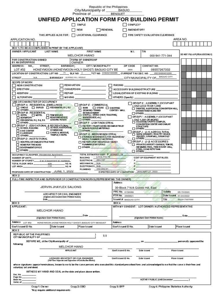 Building Permit Form | PDF | Buildings And Structures