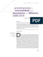 Aproximaciones Desastres en México, 2000-2018: A La Mortalidad Por