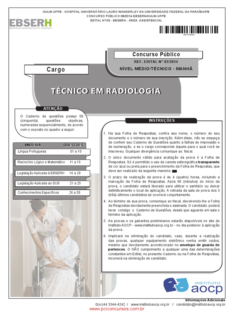 Concurso público para técnico em radiologia do Hospital Universitário ...