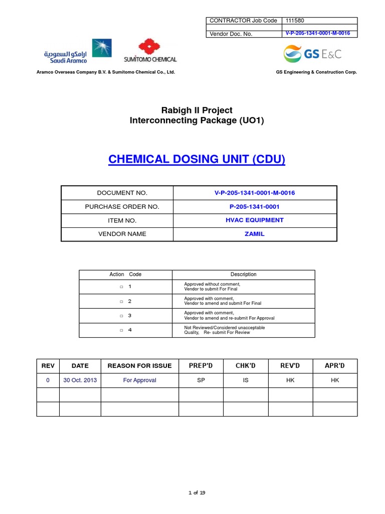 Chemical Dosing Unit (Cdu) : Rabigh II Project Interconnecting Package ...