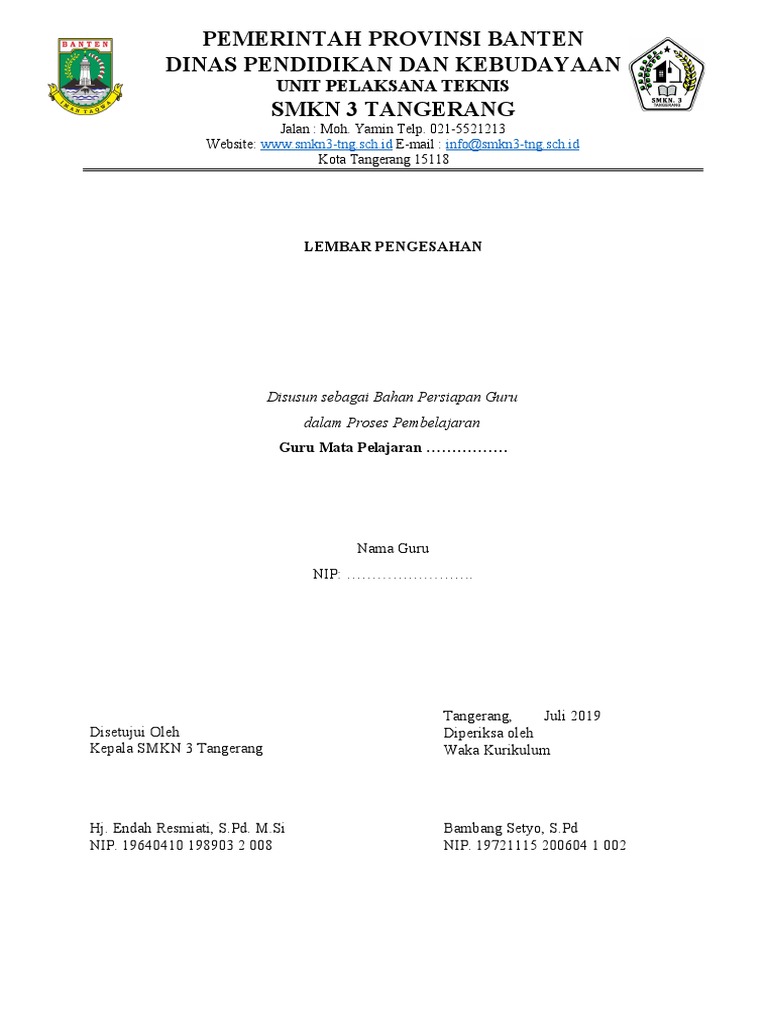 Lembar Pengesahan RPP Kop Baru | PDF