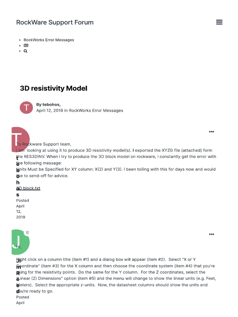 Units Must Be Specified For XY Columns RockWorks Error Messages | PDF