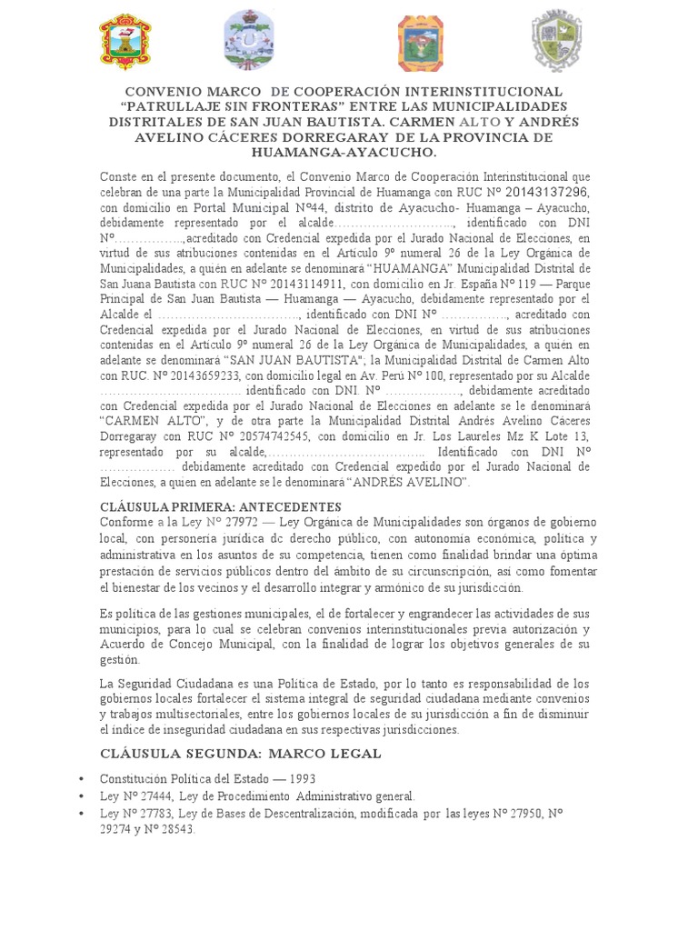 Convenio Marco Tripartito de Cooperación Interinstitucional | PDF ...