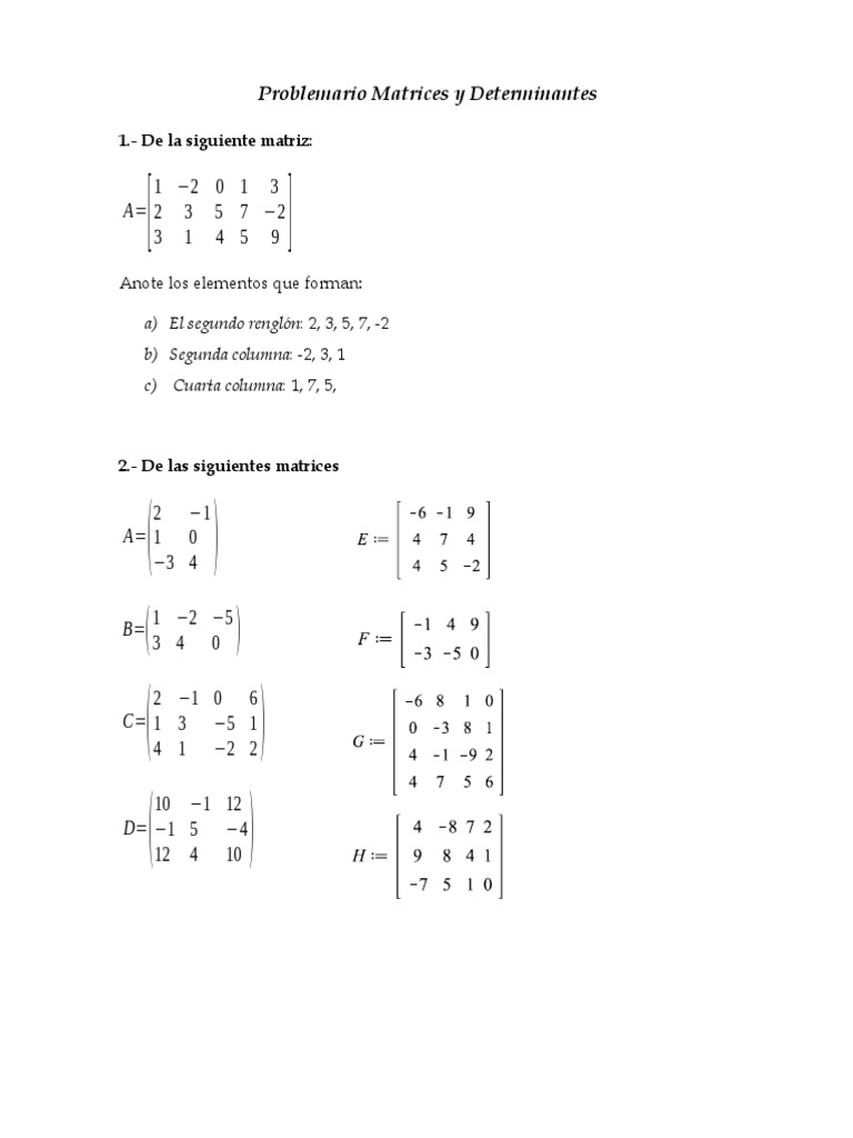 Matrix Operations and Determinants: Solving Problems Involving Matrix ...