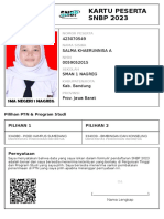 Kartu Peserta SNBP 2023: 423070549 Salma Khaerunnisa A 0059052015 Sman 1 Nagreg Kab. Bandung Prov. Jawa Barat