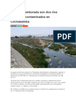Rocha y Tamborada Son Dos Ríos Altamente Contaminados en Cochabamba