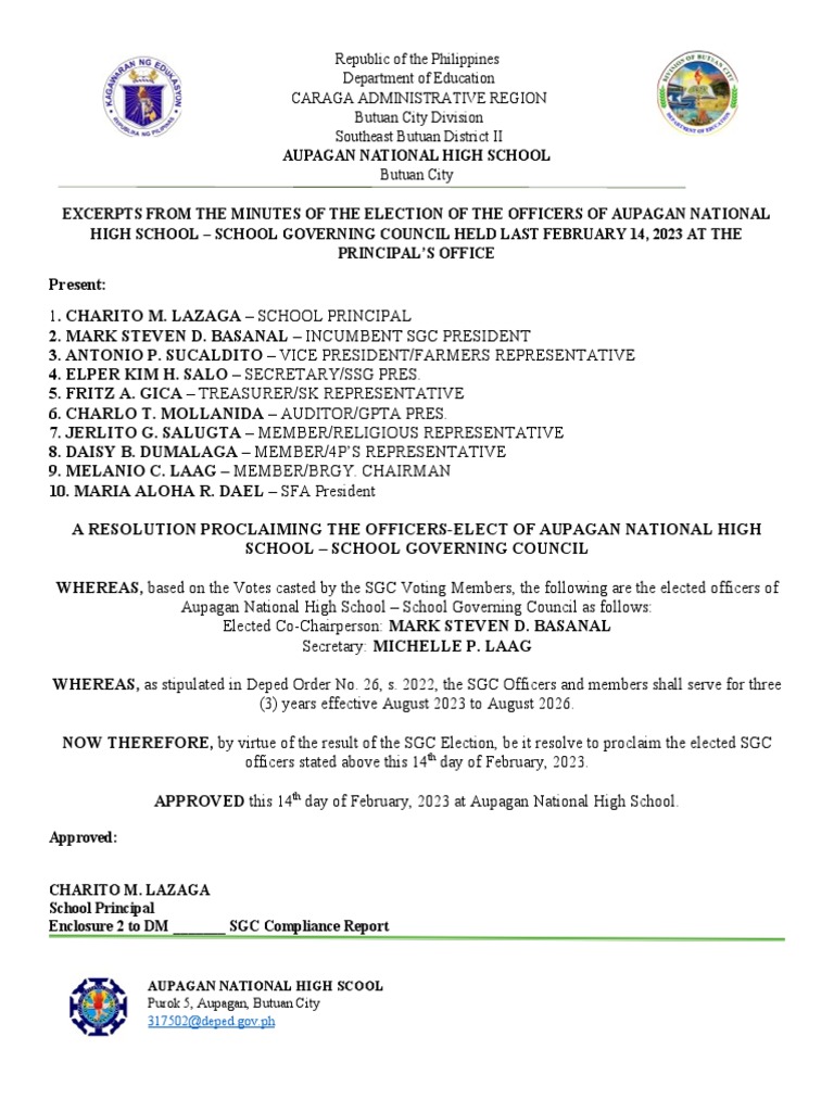 SGC Officers Election Resolution 2023 | PDF