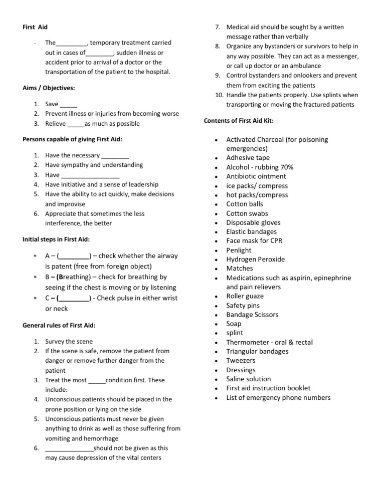 First Aid | PDF | Wellness