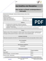 Programa Analitico-Relações Raciais No Brasil Contemporâneo e Educação