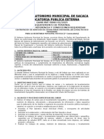 Gobierno Autonomo Municipal de Sacaca Convocatoria Publica Externa