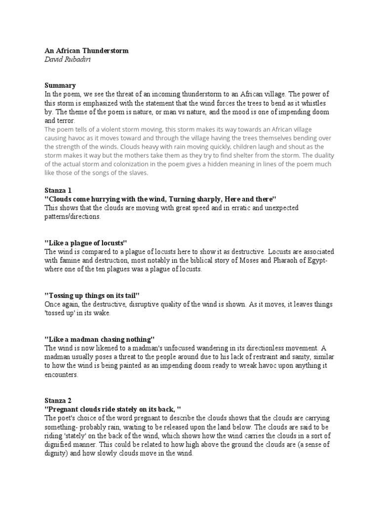 An African Thunderstorm Pdf Wound