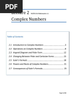 Complex Numbers: MATH1014 Mathematics 1A