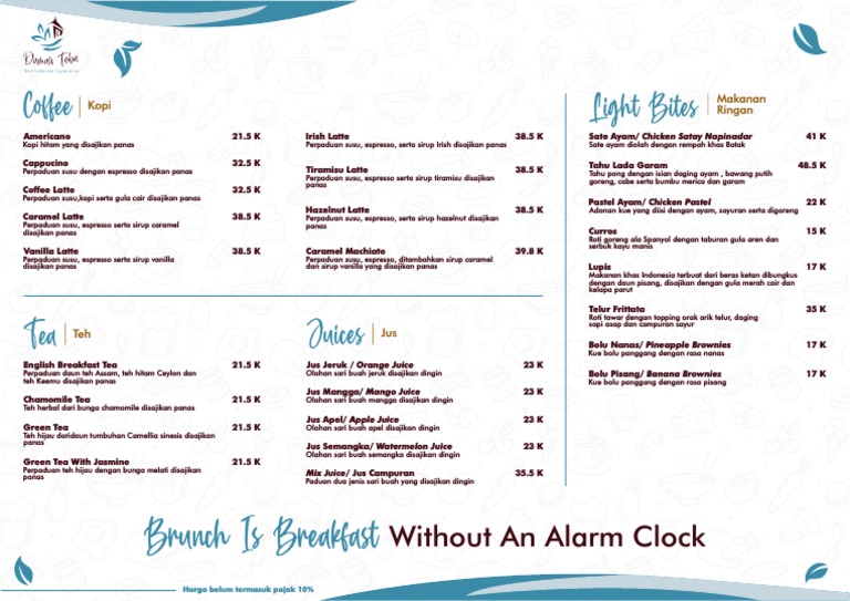 Menu Cafe Damar Toba dan Harga | PDF