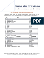 Lista de Itens de Cesta Provisao Congregacao