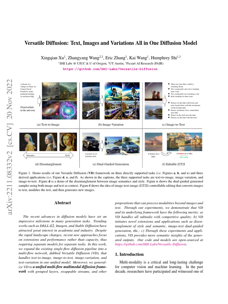 Versatile Diffusion Model Overview | PDF | Deep Learning | Data Compression