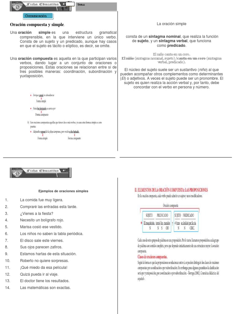 Oraciones Simples Pdf