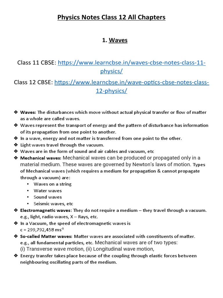 Physics Class 12 Notes | PDF