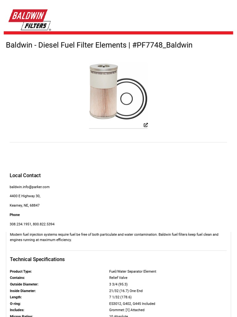 Baldwin PF9870 Diesel Fuel Filter – Heavy-Duty Oil Filter Replacement