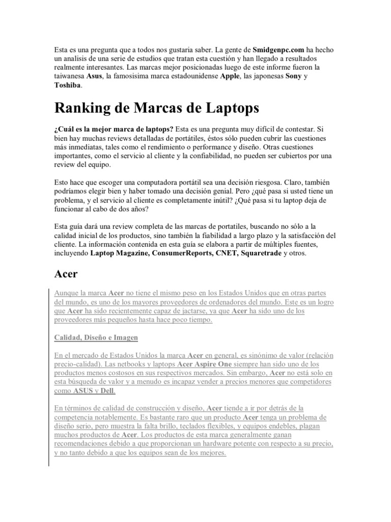 Ranking de Laptops | PDF | Dell | Ordenador portátil