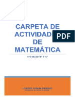 CARPETA DE ACTIVIDADES MATEMATICA - 4to Grado - Lourdes Enriquez