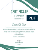 Certificate of Completion for Architecture Internship