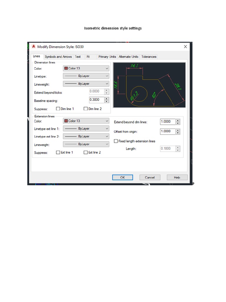 Isometric Dimension Style Settings PDF