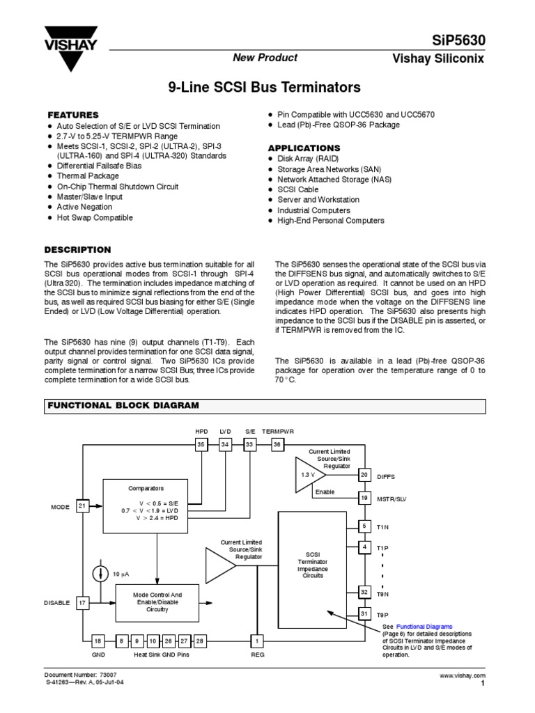 SiP5630 SCSI Bus Terminators Overview | PDF