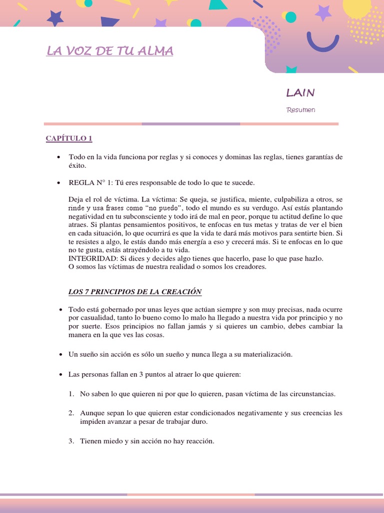 LA VOZ DE TU ALMA LAIN Resumen | PDF | Pensamiento | Amor