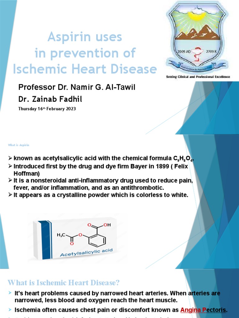 Aspirin Use in Prevention of Ischemic Heart Disease PDF Aspirin Cardiovascular Diseases