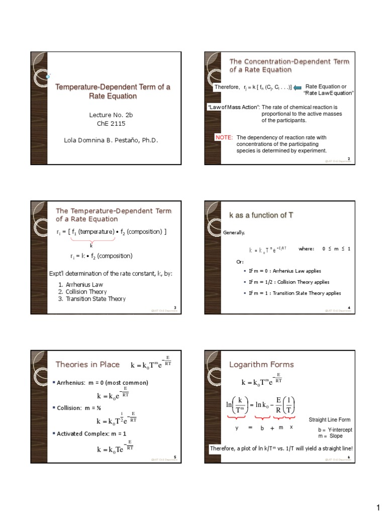 Temperature Effects on Rate Equations | PDF | Activation Energy | Physics
