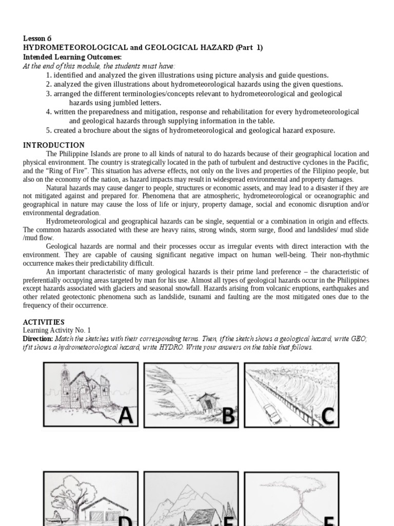Lesson 6 Hydrometeorological And Geological Hazard Part 1 Pdf