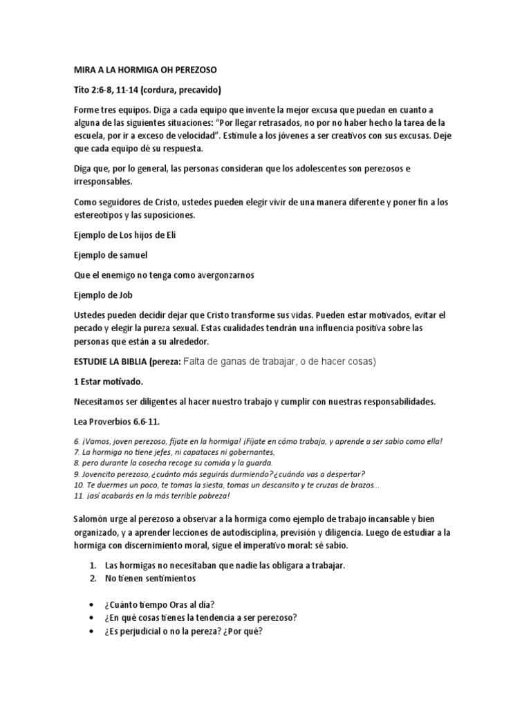 Mira A La Hormiga Oh Perezoso PDF Pecado