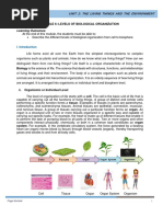 Module 6. Levels of Biological Organization