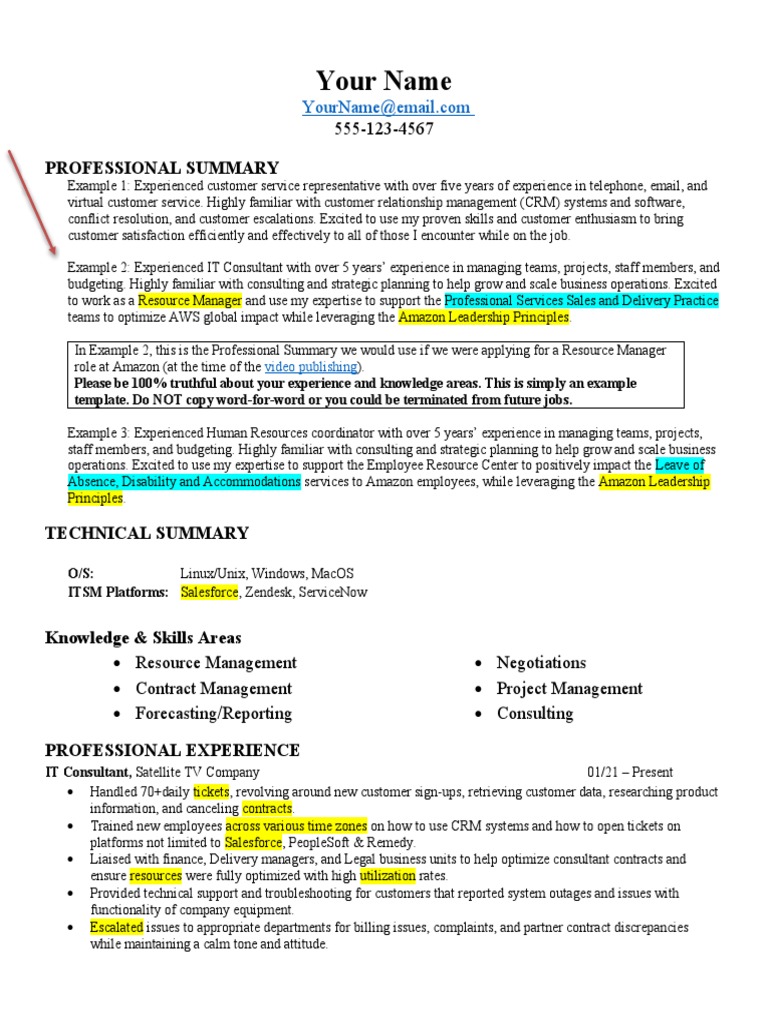 Amazon Resume Example Pdf Sales Employment