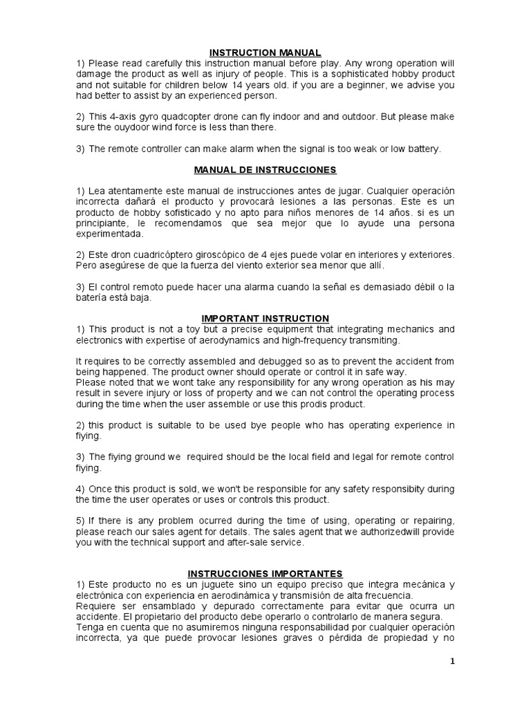 Instruction Manual Drone Pdf