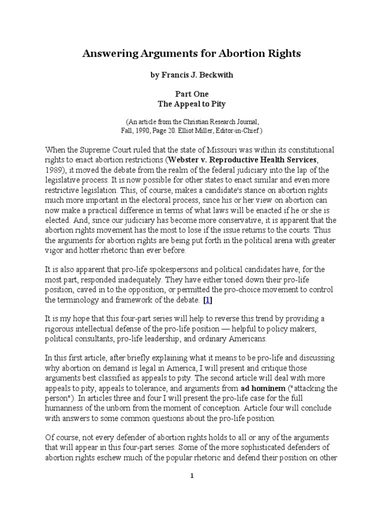 Answering Arguments For Abortion Rights | PDF | Abortion | Abortion ...