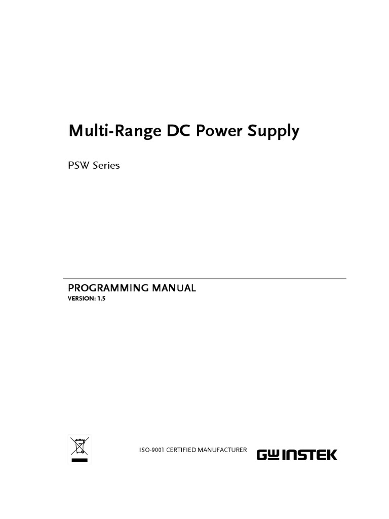 PSW - Programming Manual - V1.5 | PDF | Power Supply | Electrical Connector