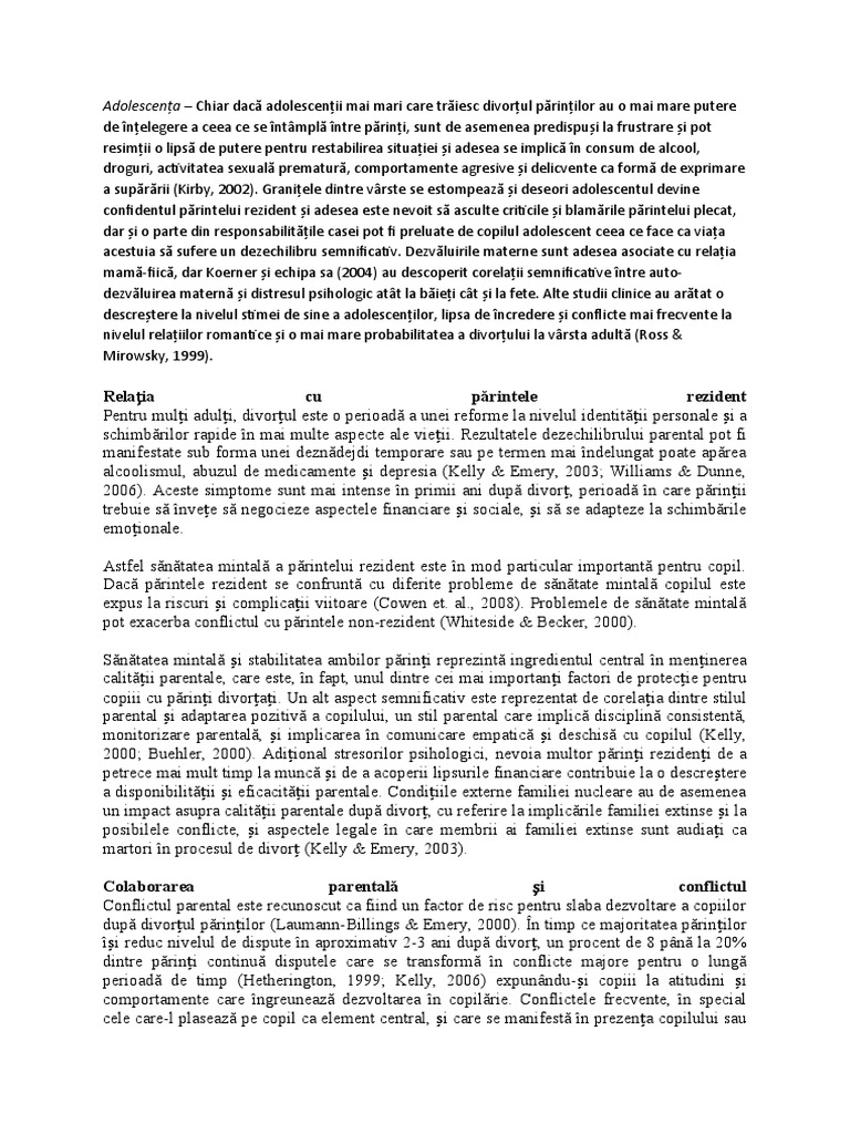 Adolescența Si Divortul | PDF