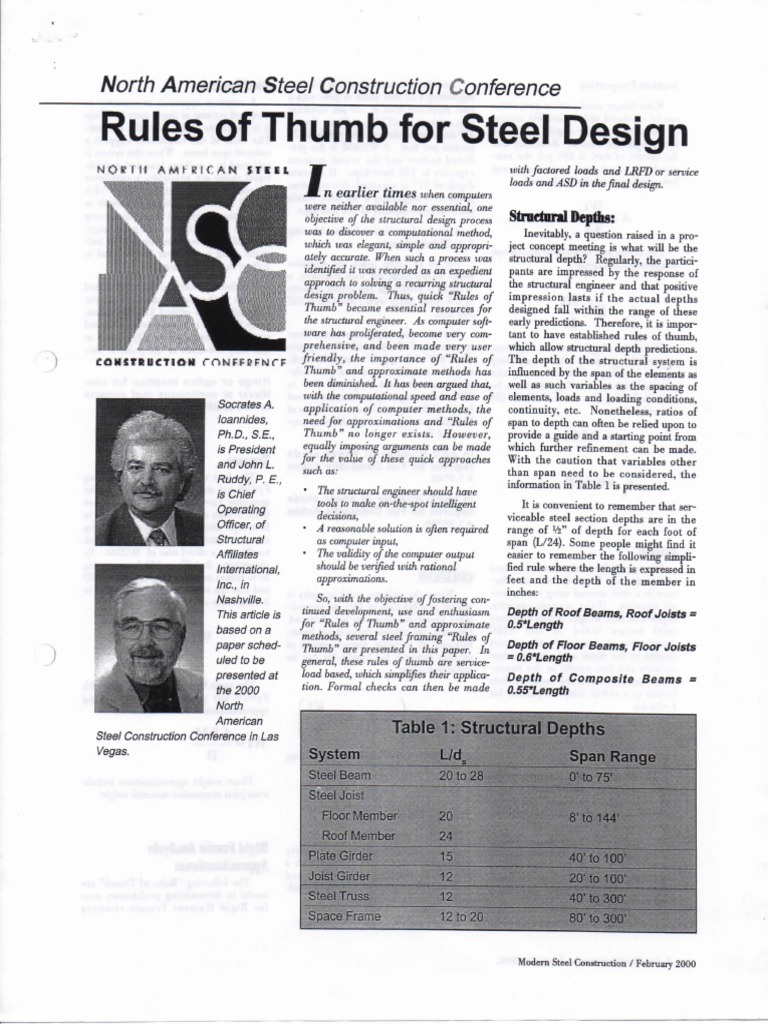Rules of Thumb For Steel Design | PDF