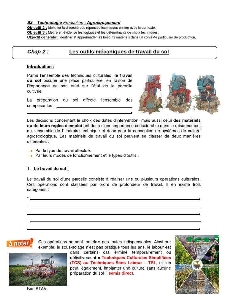 Cours Élève - Les Outils Mécaniques de Travail Du Sol | PDF