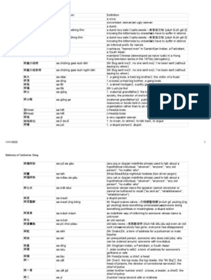 Dictionary of Cantonese Slang PDF | PDF