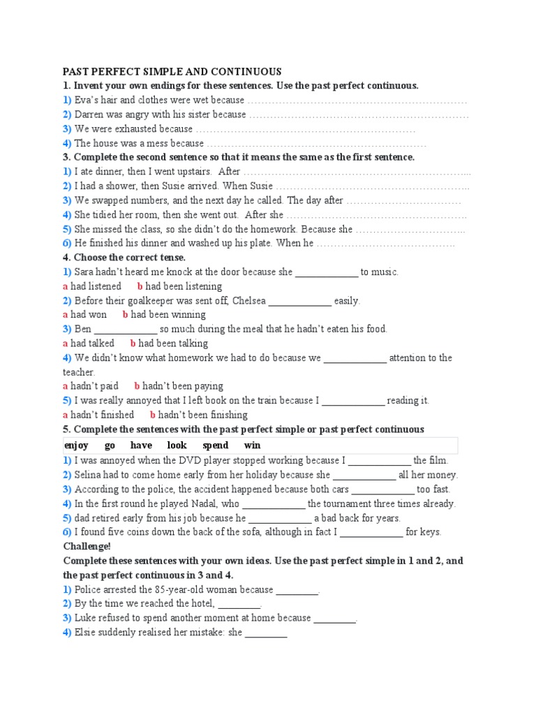Past Perfect Tense Exercises Guide | PDF