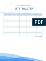 Simple Light Blue Duty Roster