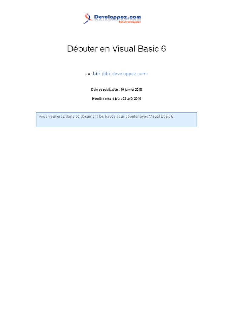 Debutervb 6 | PDF | Microsoft Office | Visual Basic for Applications