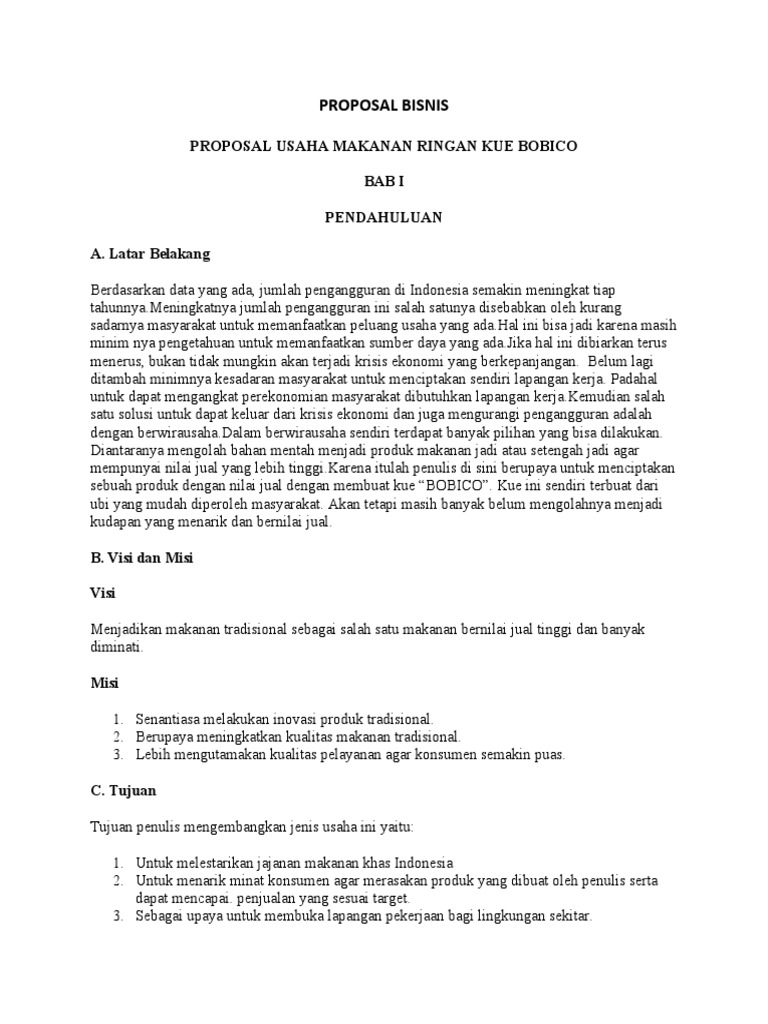 Proposal Bisnis | PDF | Ilmu Sosial