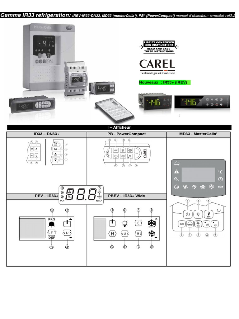 Manuel d'utilisation Régulateur Carel IR33+ | PDF | Échecs | Génie chimique
